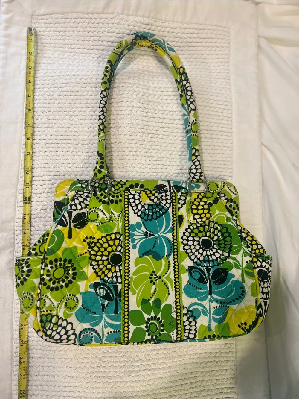 Vera Bradley Green, Yellow and Teal Quilted Floral Tote